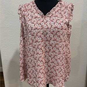 Maison d’ Amelie Elegant Pink Blouse with Lace Trim and V-Neck